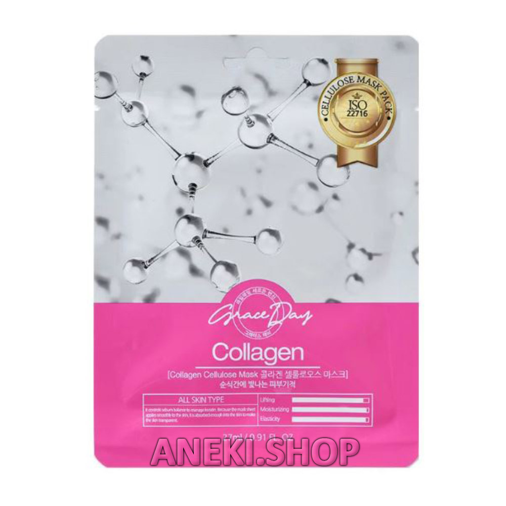 Маска тканевая для лица с коллагеном 27 мл Collagen Cellulose Sheet Mask Grace Day