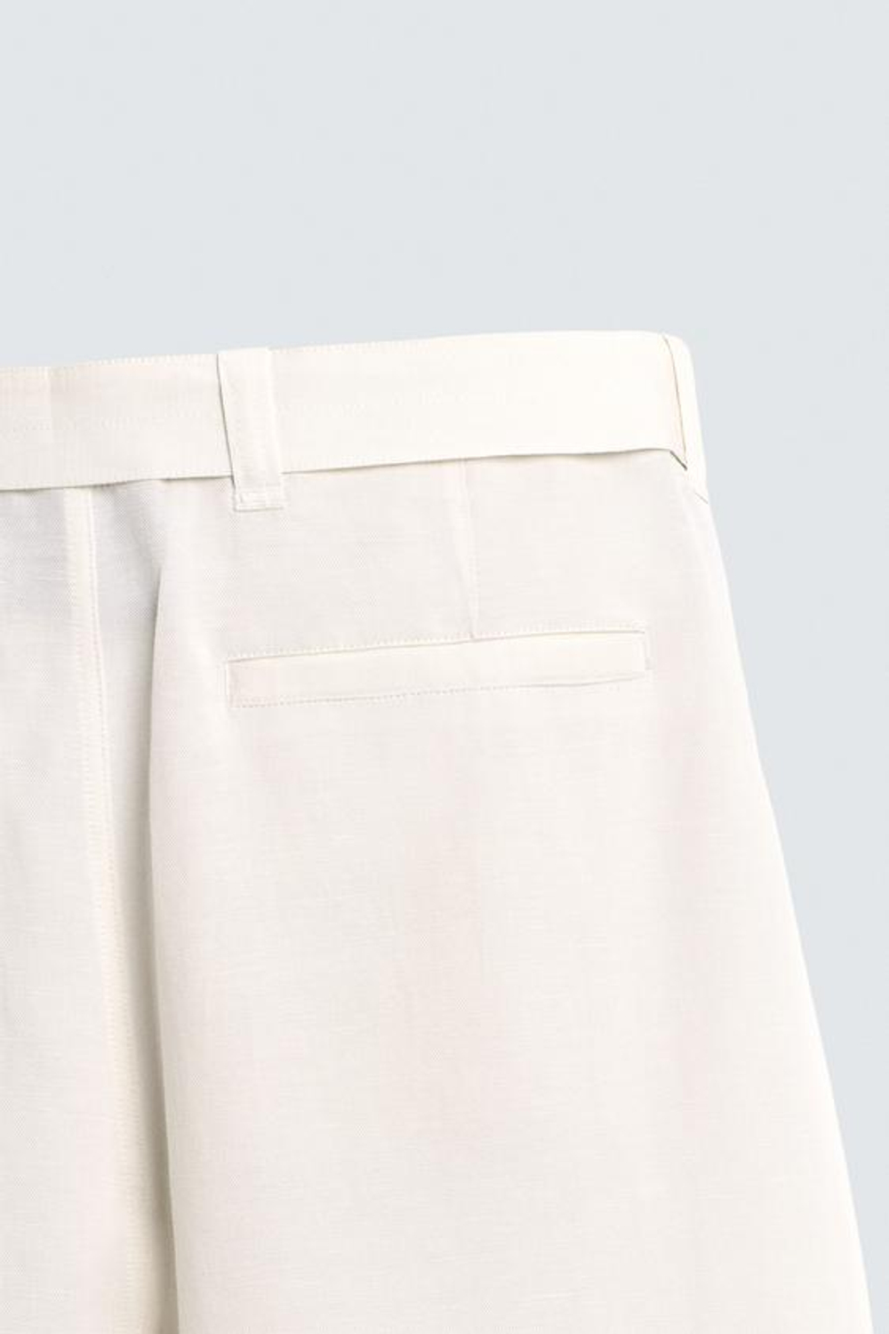 ZARA БРЮКИ RELAXED FIT ИЗ ВИСКОЗЫ И ЛЬНА С РЕМНЕМ, ЭКРЮ
