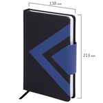 Ежедневник недатированный А5 138x213 мм, BRAUBERG "Waves" под кожу, застежка, 160 л., черный/синий, 114453