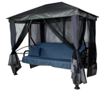 Качели-шатер 4-х местные Мебель Сад Монреаль Премиум Делюкс (каркас графит, м/э синий рис.нет)2уп