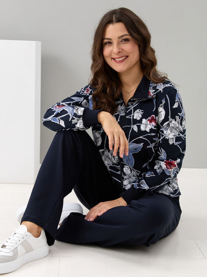 Костюм с брюками КБ-184/синий-плетистаяроза