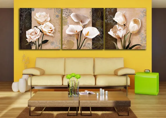 Модульная картина "Цветочное трио"