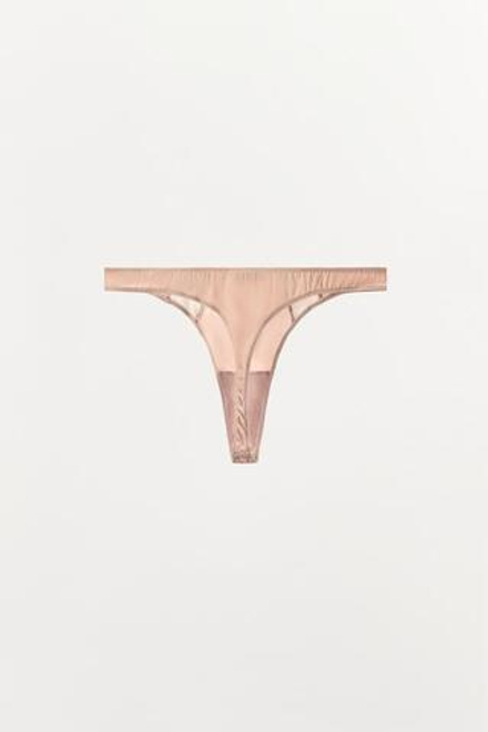 ZARA ТРУСЫ-ТАНГА ИЗ СМЕСОВОГО ШЕЛКА, ПАСТЕЛЬНО-РОЗОВЫЙ