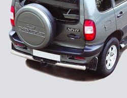 Защита заднего бампера «Труба с проступью» (Ø=76 мм), Chevrolet Niva (- 03.2009 (нержавеющая сталь)
