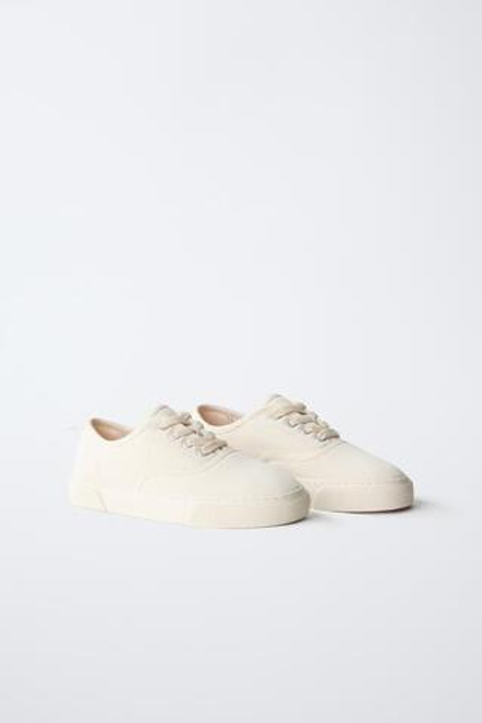 ZARA КРОССОВКИ НА ШНУРОВКЕ, БЕЛЫЙ