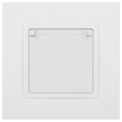 Розетка ЭРА Elegance 14-2103-01М с заземлением 2P+E Schuko со шторками с крышкой 16А-250В белый матовый