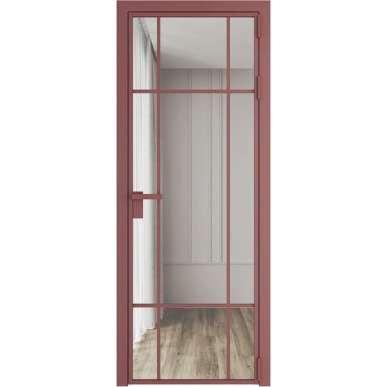 Алюминиевая дверь 8AG красный антрацит остеклённая