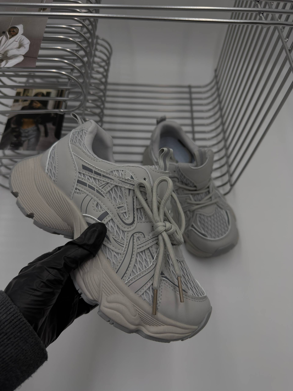 Кроссовки женские экокожа арт. 954-4 цвет "серый"