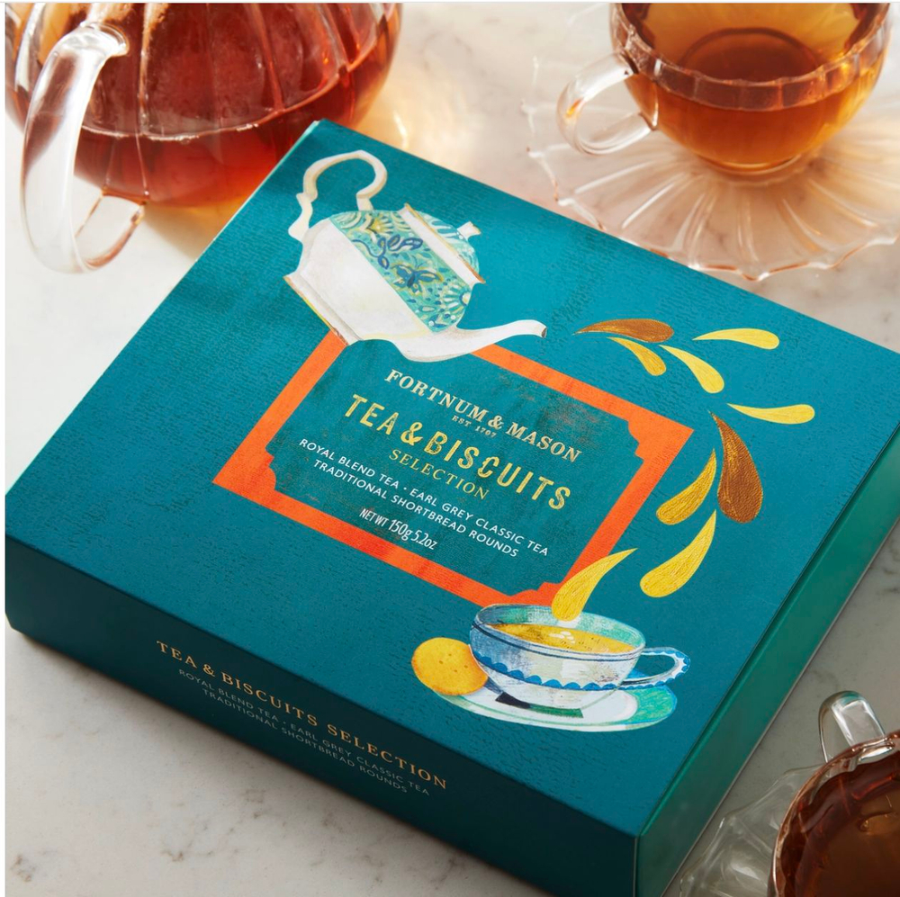 Fortnum & Mason Tea & Biscuit Gift Set подарочный набор чай и печенье, английский чайный набор 150г