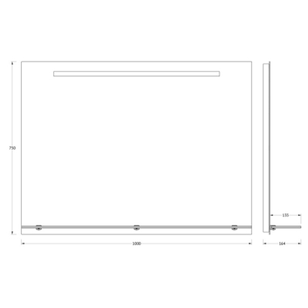 Зеркало Evoform с полочкой 100 см со встроенным LED-светильником 7 W 100x75 см