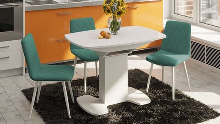 Стол обеденный Портофино Белый глянец стекло