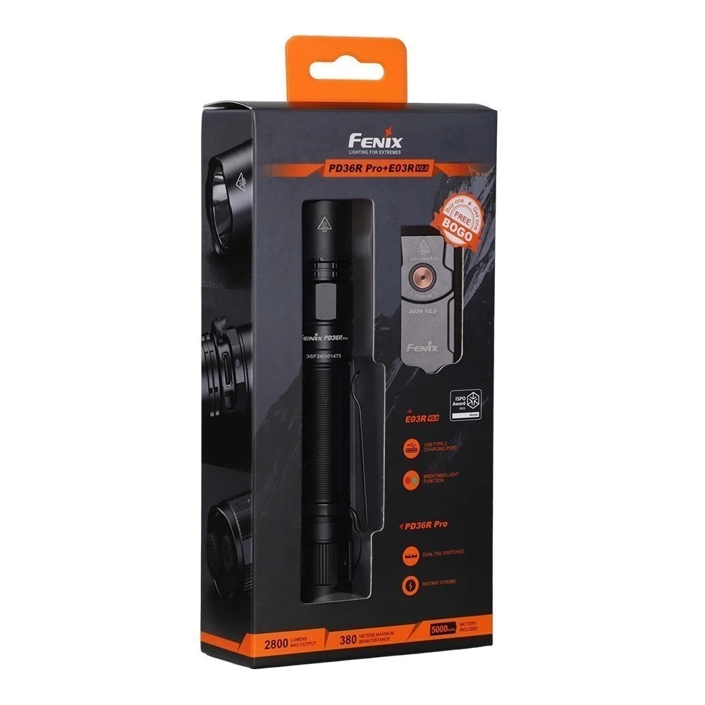 Фонарь Fenix тактический PD36R Pro + E03R V2.0 серый