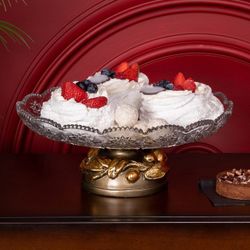 Фруктовница-конфетница Oliva Branch (Олива Бранч) со стеклянной чашей Бронза