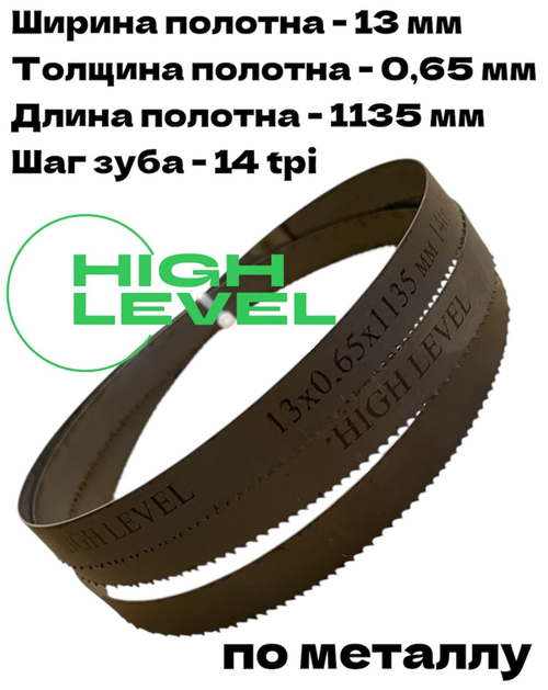 Полотно пильное по металлу 13х0,65х1135 мм 14 tpi для ленточнопильного станка BELMASH MBS-440VS