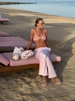 Лиф бандо с узлом бархатный нюдовый