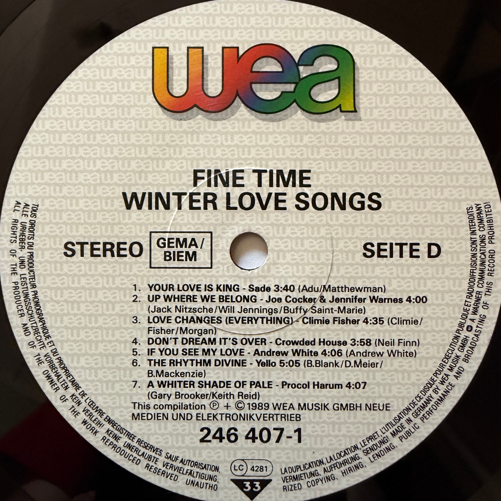 Сборник Fine Time - Winter Love Songs 2LP (Германия 1989г.)