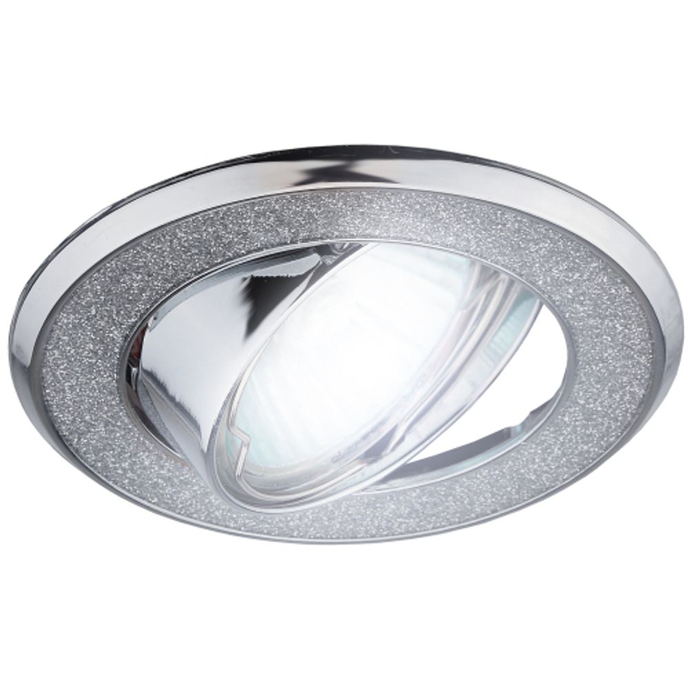 DK18 CH/SH SL Светильник ЭРА декор круглый со стеклянной крошкой MR16,12V/220V, 50W, хром/серебря | Декоративные встраиваемые светильники