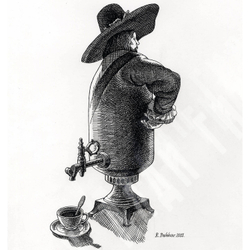 Пешков Р.В. Чаепитие. Бумага, тушь, перо. Россия. 2011 г.