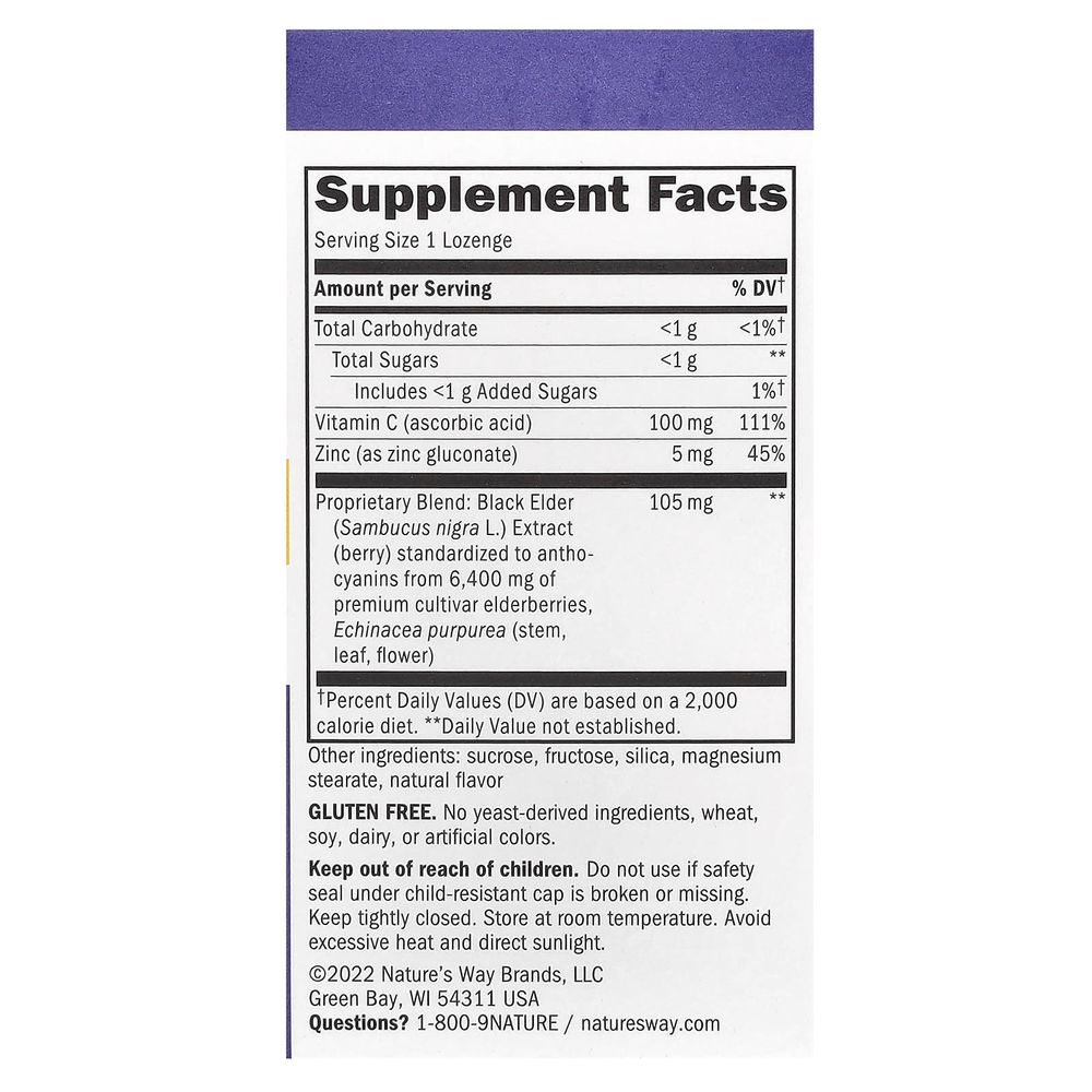 Nature's Way, леденцы со вкусом бузины, для укрепления иммунитета, 30 леденцов