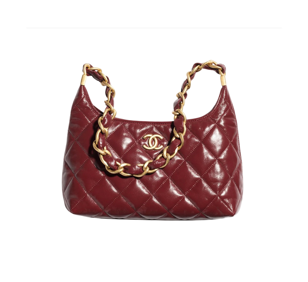 Сумка CHANEL Hobo Burgundy из лакированной овечьей кожи с позолоченной цепью