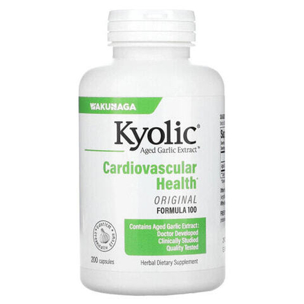 Чеснок Kyolic, Экстракт выдержанного чеснока, формула 100 для здоровья сердечно-сосудистой системы, 200 капсул