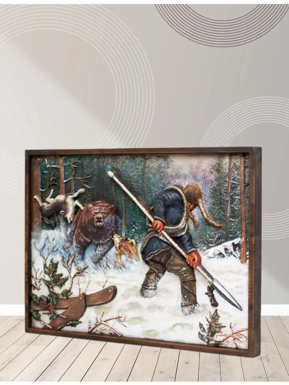 Картина деревянная "Охотник"