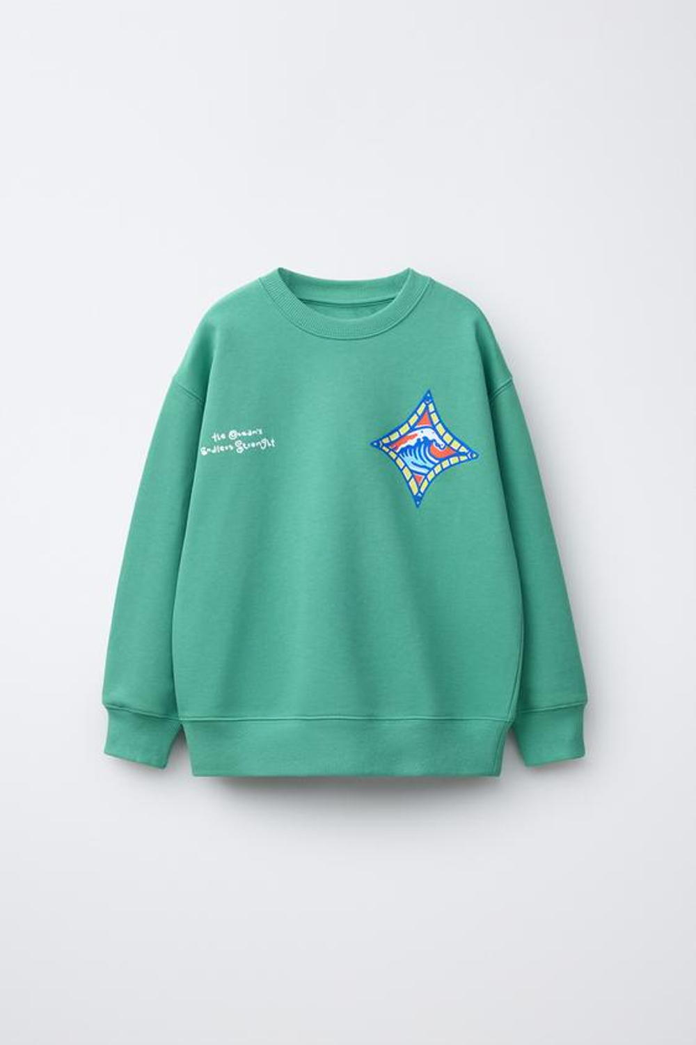 ZARA ТОЛСТОВКА С ПРИНТОМ «СЕРФИНГ», ЗЕЛЕНЫЙ