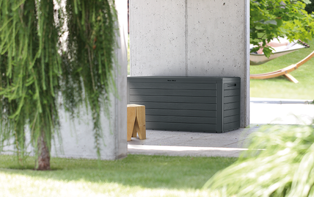 Пластиковый сундук Prosperplast Woodebox 280 л anthracite