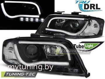 Передние фары led tube lights black для Audi A6 C5