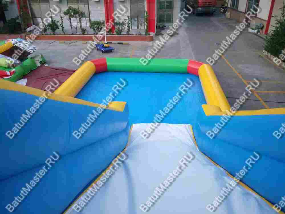 Надувной водный батут с бассейном «Весёлый спуск», 13,5*5*5 м
