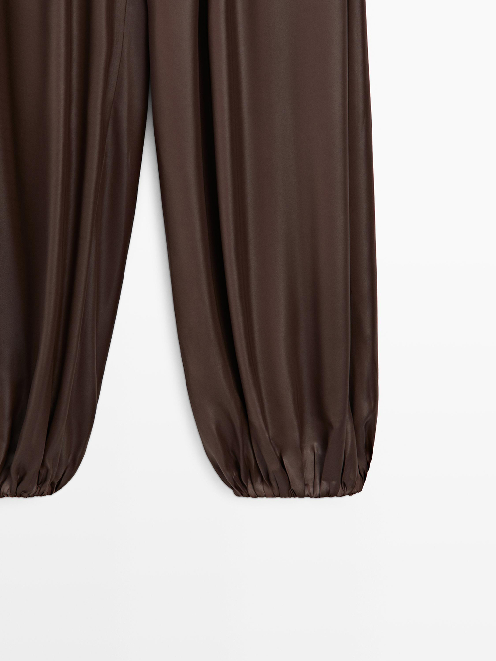Massimo Dutti Свободные атласные брюки-баллон, коричневый