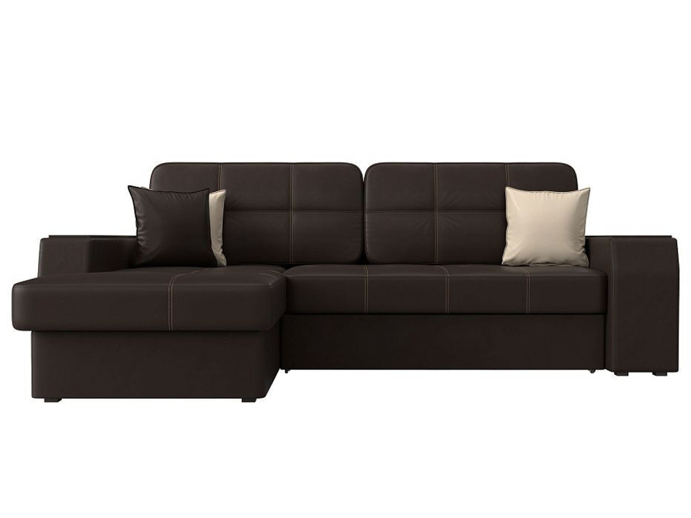 Диван угловой Брюссель левый угол, Коричневый\Бежевый, Экокожа, 29396L
