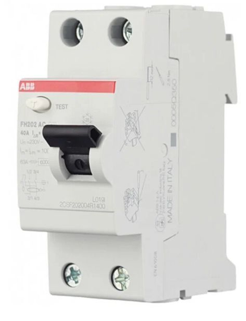 Выключатель дифференциальный УЗО ABB 2P FH202 AC-40/0,03A (1шт) (арт. 2CSF202004R1400)