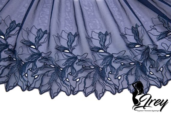 05-101 ОПТ Вышивка на неэл. сетке 25 см, темно-синий (левая)