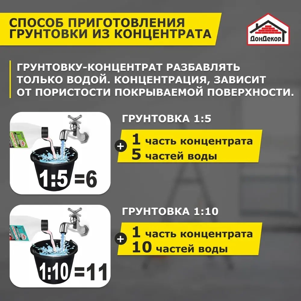 Грунтовка-концентрат 1:5, 1 л., для наружных и внутренних работ, глубокого проникновения Экстра