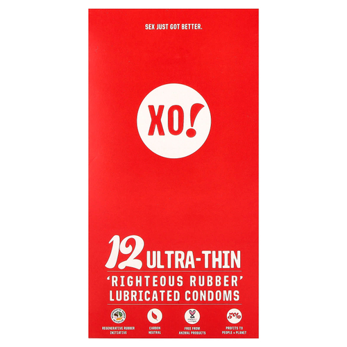 Here We Flo, XO! Ультратонкие презервативы с резиновой смазкой, без запаха, 12 презервативов