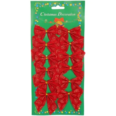 Бант на ёлку «Бархат с золотой пылью» 6см (набор 12 шт)