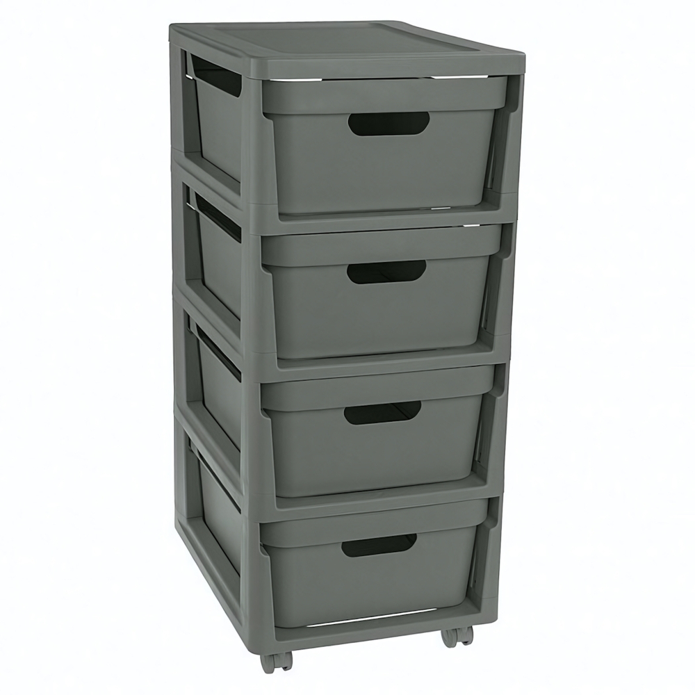 Комод на колесах luxe, 4 ящика, 300х385х690 мм (серый)