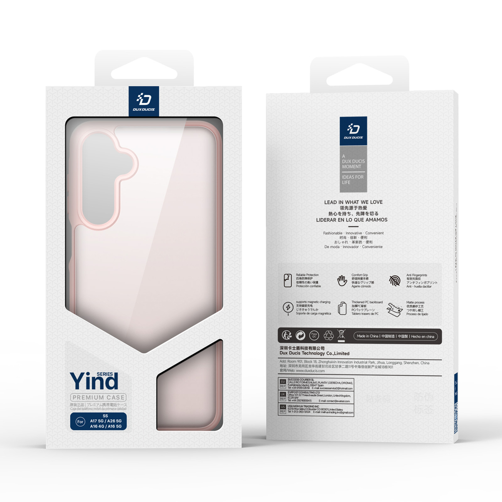 Прозрачный матовый чехол светло-розового цвета для Samsung Galaxy A17 (5G, 4G), Galaxy A26 5G и Galaxy A16 (5G, 4G), серия Yind Series от Dux Ducis