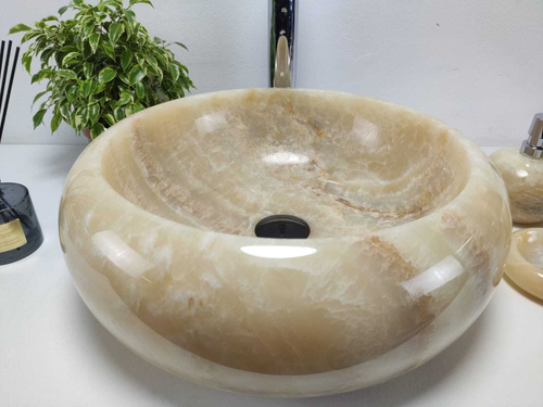 Раковина из оникса Donut Yellow Medium DO-61003 45*45*15