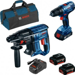 Аккумуляторный шуруповерт BOSCH GSR 180-LI 06019F8102 2х4,0 Ач, перфоратор, сумка