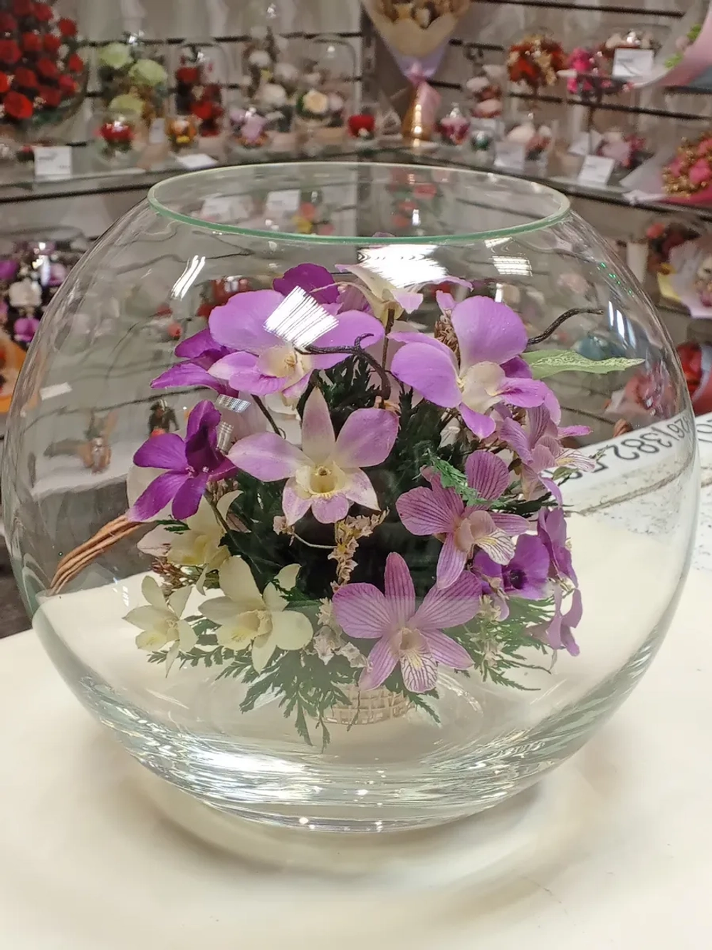 натуральные орхидеи в стекле, вакуум