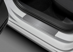 Накладки на пороги Rival для Volkswagen Polo VI 2020-н.в., нерж. сталь, с надписью, 4 шт., NP.5810.3