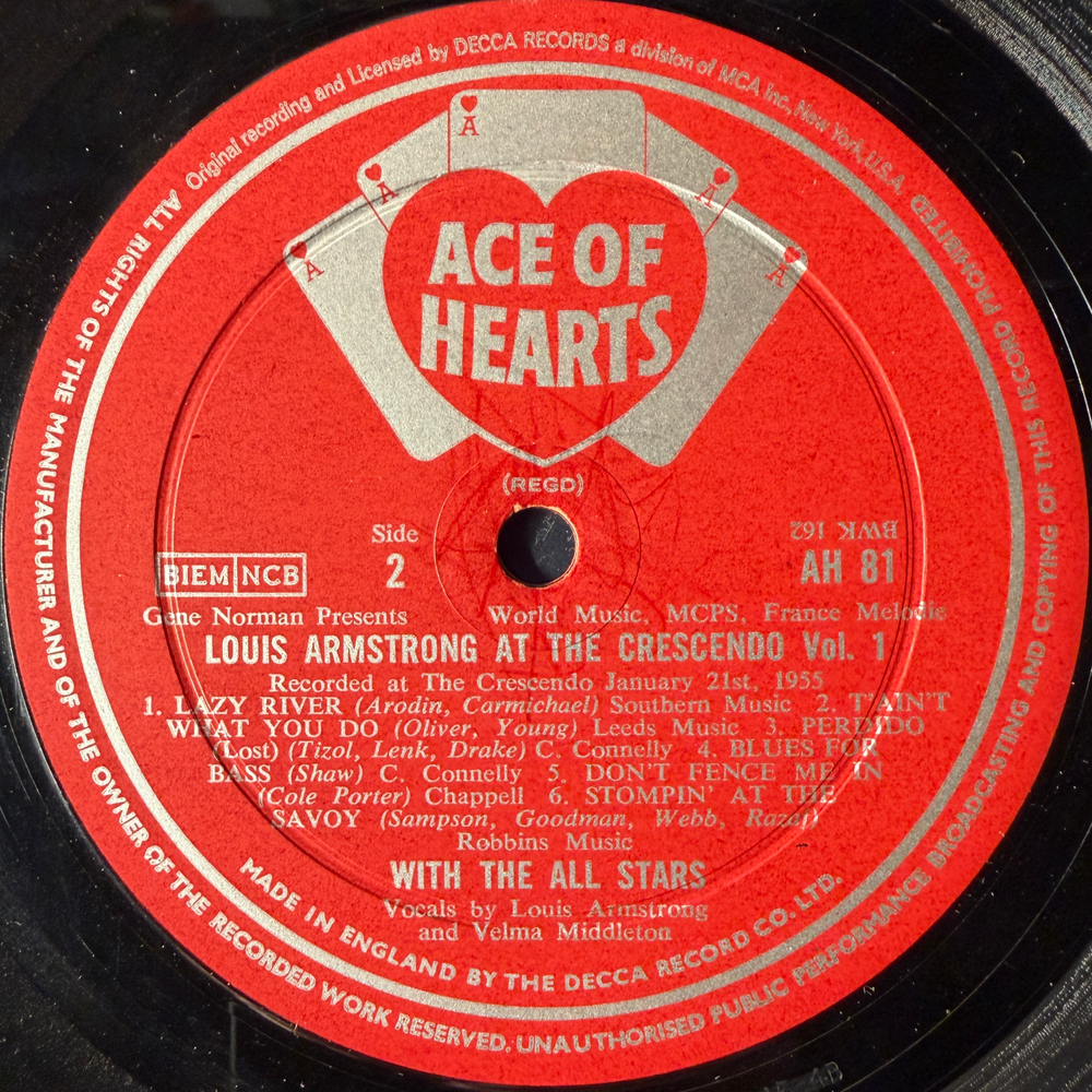 Louis Armstrong With All Stars ‎– At The Crescendo Vol.1 (Англия 1965г.)