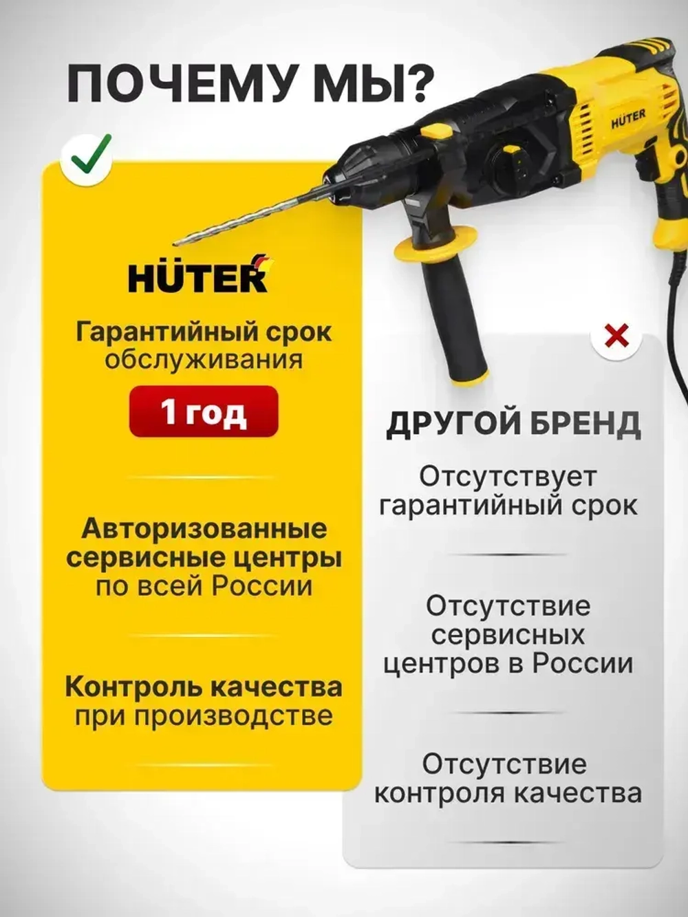 Перфоратор электрический Huter, 1000Вт, 5Дж, SDS-Plus, в кейсе, П-5010