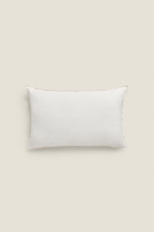 ZARA HOME ЧЕХОЛ НА ПОДУШКУ С ОВЕРЛОКОМ, БЕЛЫЙ