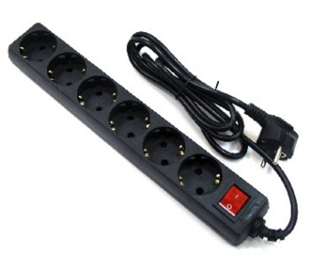 Сетевой фильтр 5BITES 6 роз. 1,8 м черный