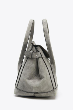 ZARA МИНИ-СУМКА В ГОРОДСКОМ СТИЛЕ ИЗ ЗАМШИ, СЕРЫЙ