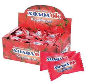 Жевательная резинка с сахаром с начинкой, с ароматом Клубника "Холодок", флоупак, в дисплей боксе, 1