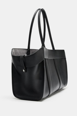 ZARA СУМКА-ШОПЕР, ЧЕРНЫЙ